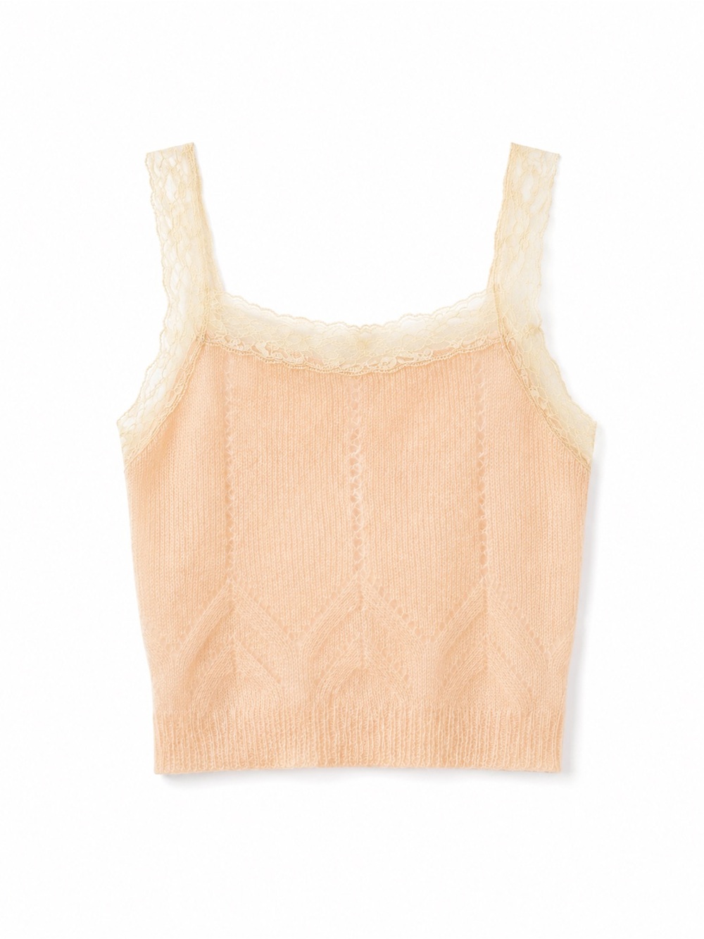 Zara Lace-Trim Peach Knit Cami Tank Top - Women